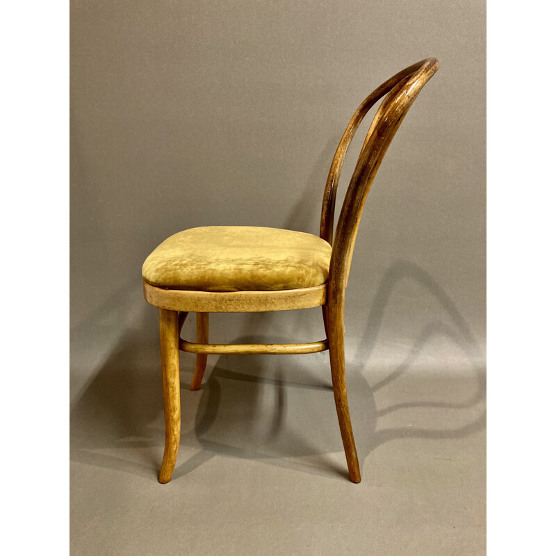 Set of 8 vintage bistro chairs "Thonet" in beech 1950s