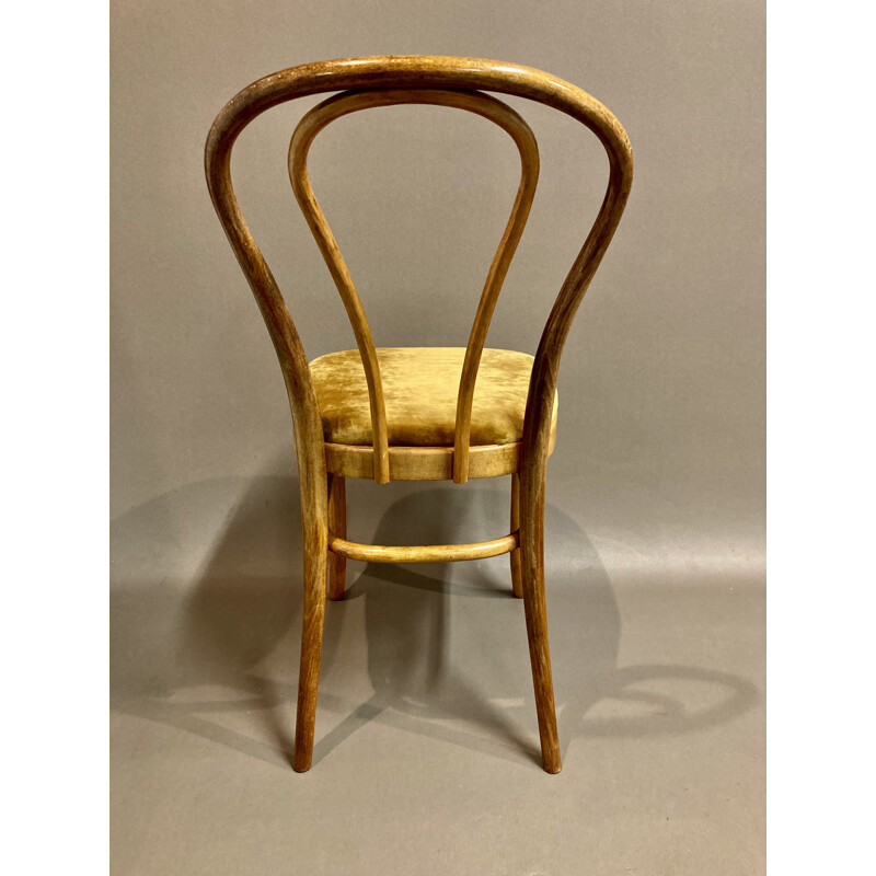 Set of 8 vintage bistro chairs "Thonet" in beech 1950s