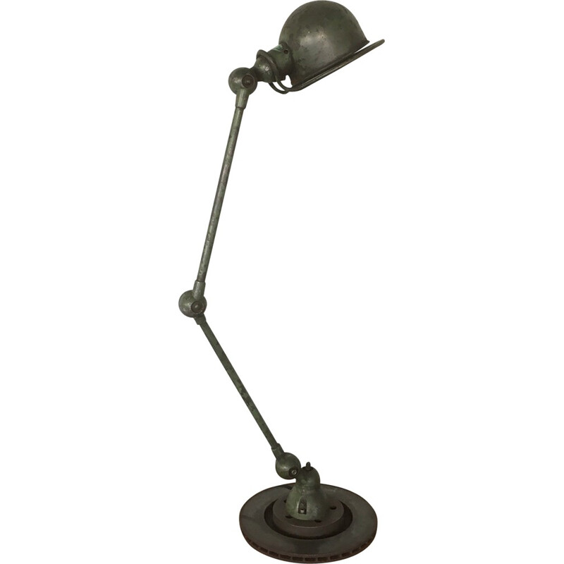 Lampe Jieldé industrielle patine verte d'époque Jean-Louis DOMECQ - 1950