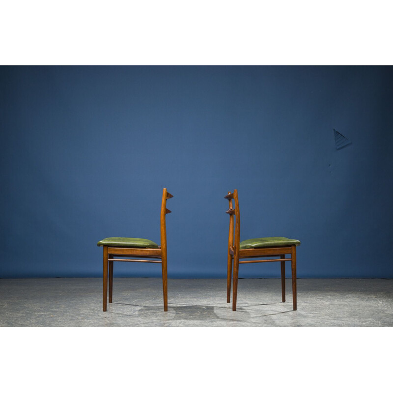 Pair of vintage Rosewood and Teak Dining Chairs by Henry Rosengren Hansen for Brande Mobelindustri, Danish 1960s