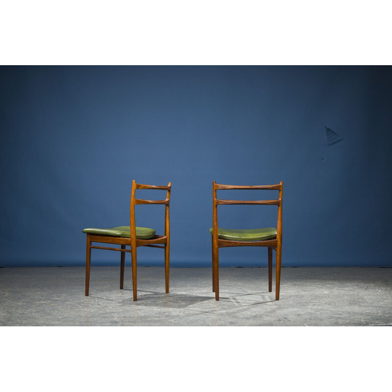 Pair of vintage Rosewood and Teak Dining Chairs by Henry Rosengren Hansen for Brande Mobelindustri, Danish 1960s