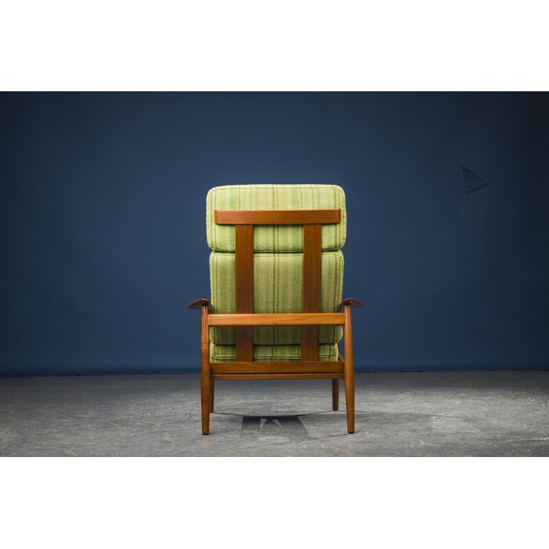 Vintage Model FD164 Armchair Chair and Ottoman Set by Arne Vodder for France & Son, Danish 1960s