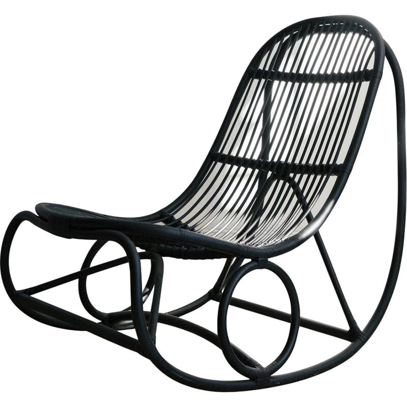 Fauteuil à bascule en rotin par Nanna Ditzel 1950