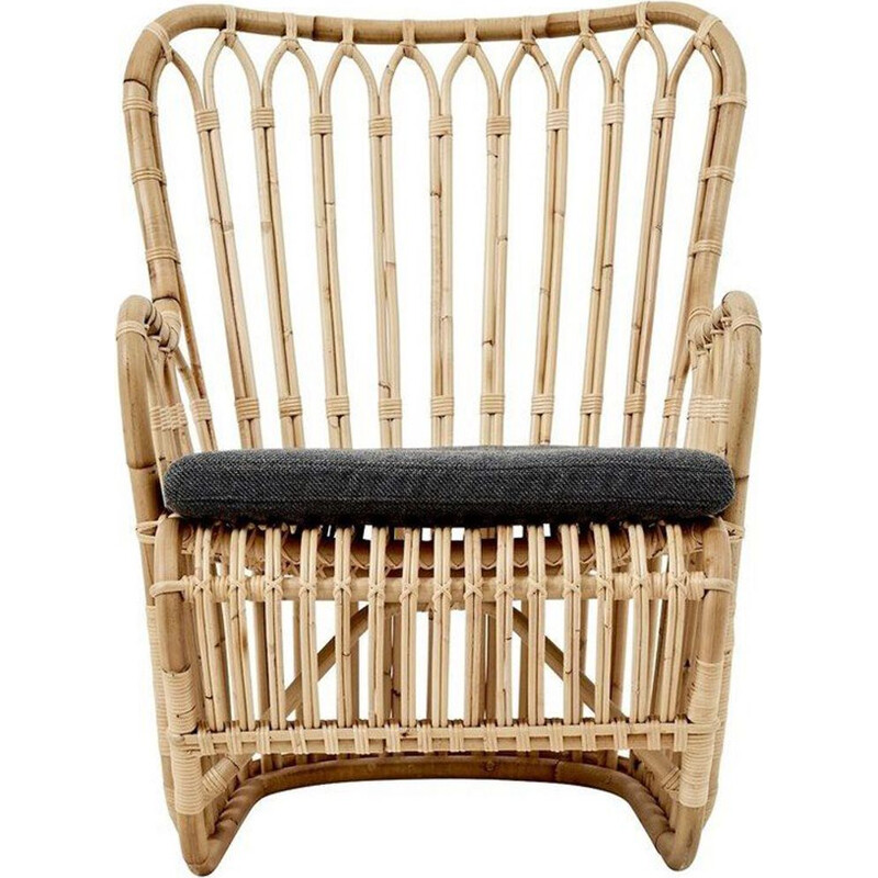 Vintage Tulip Rattan Armchair by Tove and Edvard Kindt-Larsen 1940s