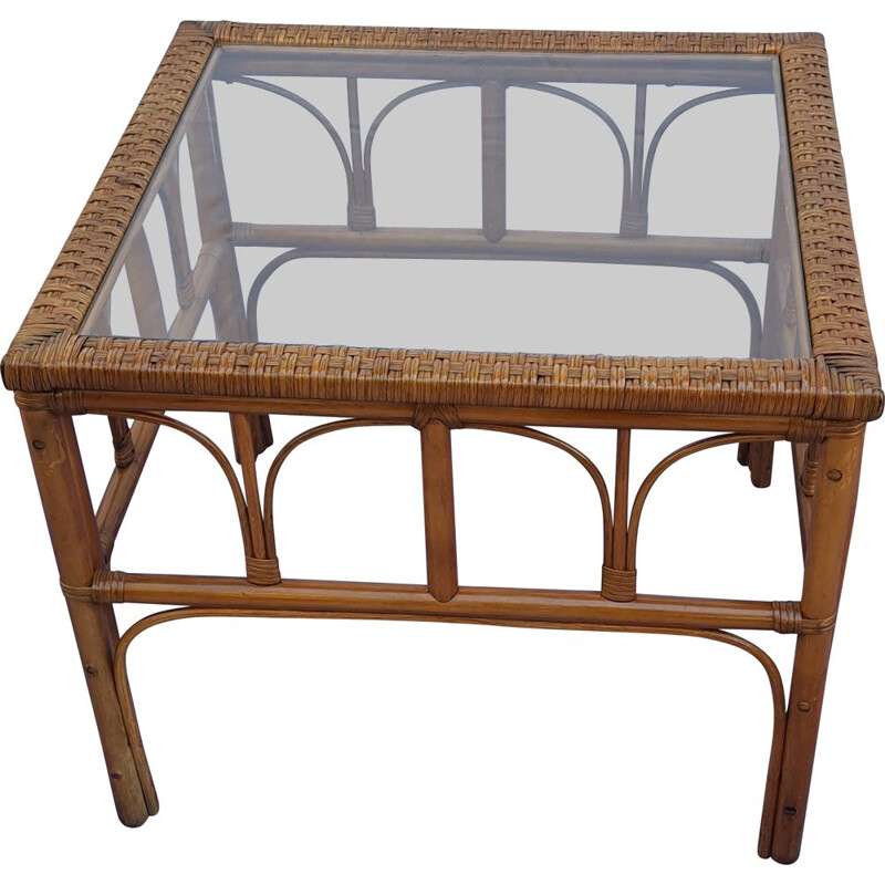 Bamboo and rattan vintage coffee table