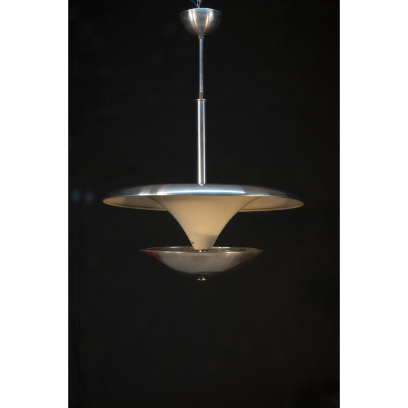 Lampadario vintage Bauhaus in alluminio a luce indiretta, 1930