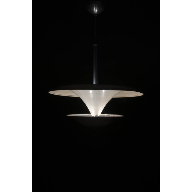 Vintage Bauhaus aluminum chandelier with indirect light, 1930