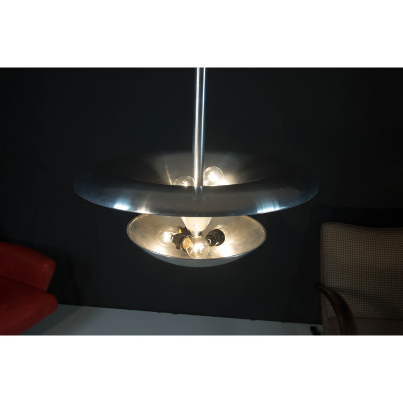 Vintage Bauhaus aluminium kroonluchter met indirect licht, 1930