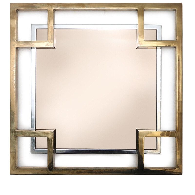 Maison Jansen mirror with brass details - 1980s