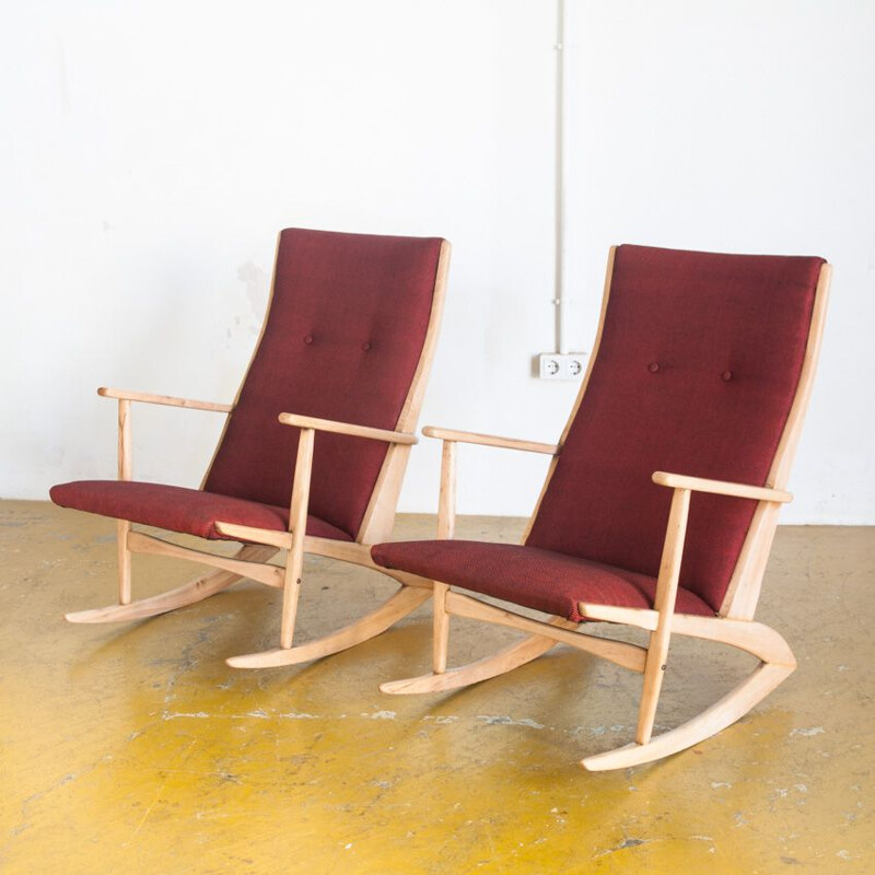 Pair of vintage rocking chairs by H. G. Jensen for the Kubis collection by Tonder Mobelvaerk, Denmark 1960s