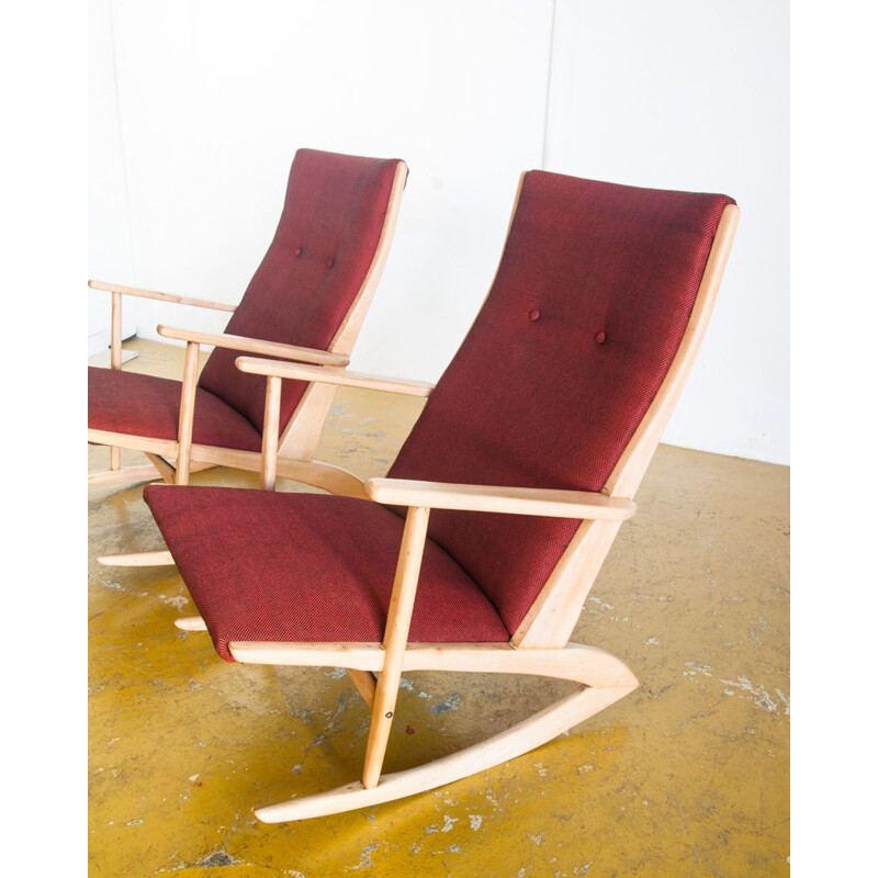 Pair of vintage rocking chairs by H. G. Jensen for the Kubis collection by Tonder Mobelvaerk, Denmark 1960s