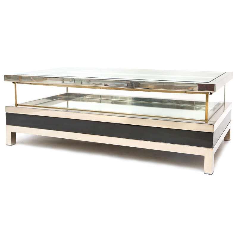 Maison Jansen sliding coffee table in steel - 1970s