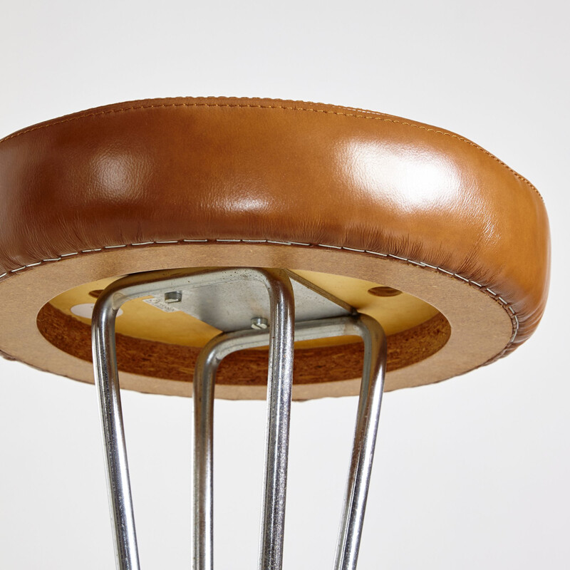 Vintage leather bar stool by Piet Hein for Fritz Hansen 1960