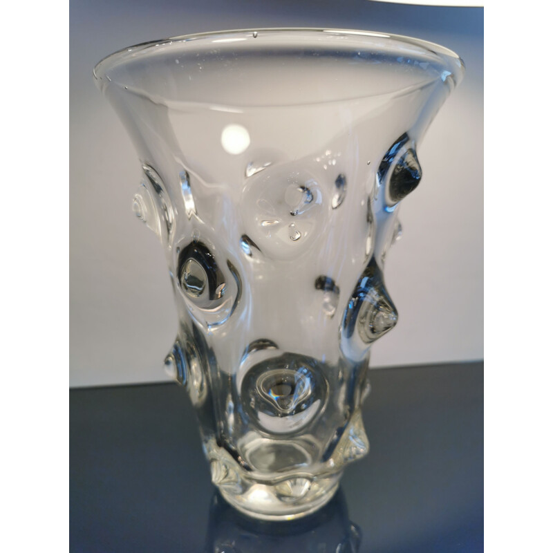 Vase vintage en verre à picots, Space Age 1970