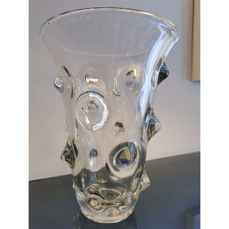 Vase vintage en verre à picots, Space Age 1970