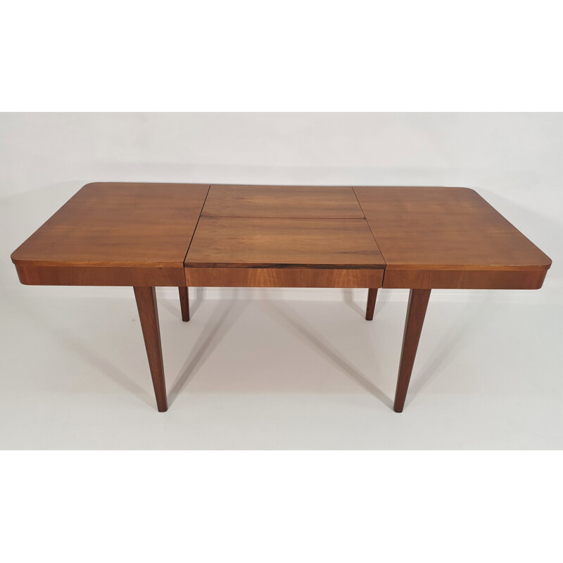 Vintage walnut dining table by Jindřich Halabala for UP Závody, Czechoslovakia 1950