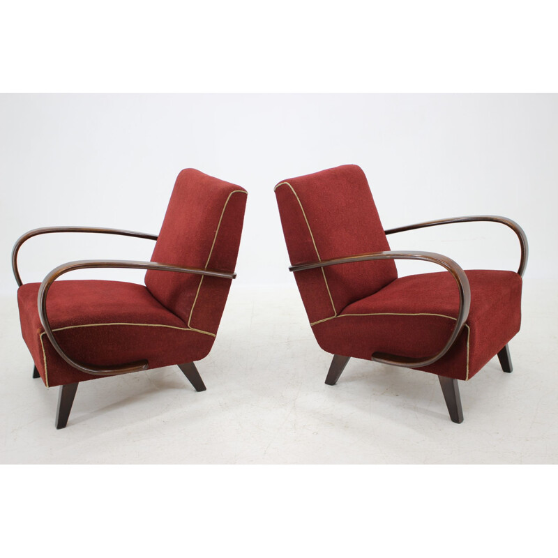 Paire de fauteuils vintage par Jindřich Halabala, Tchécoslovaquie 1950