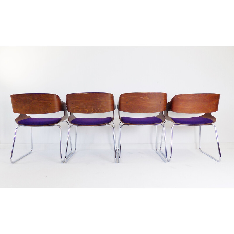 Set of 4 vintage chairs by Eugen Schmidt 1960