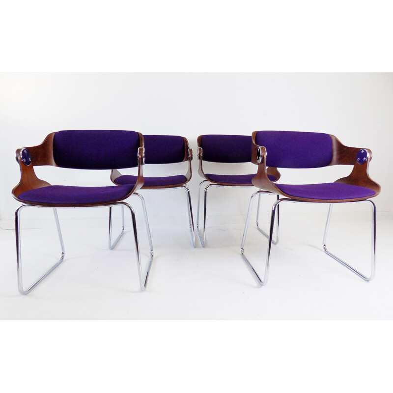 Lot de 4 chaises vintage par Eugen Schmidt 1960