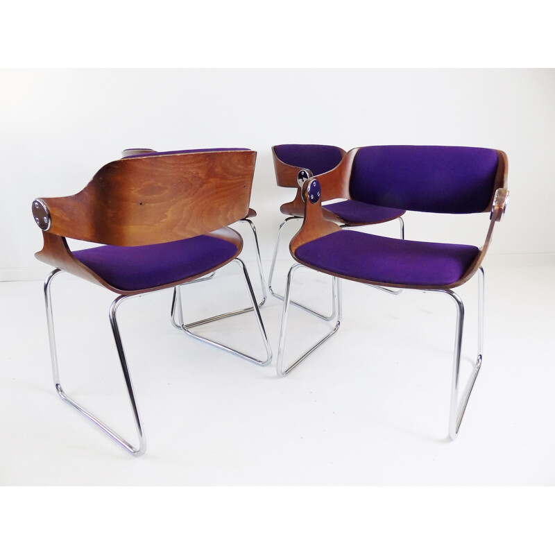 Set of 4 vintage chairs by Eugen Schmidt 1960