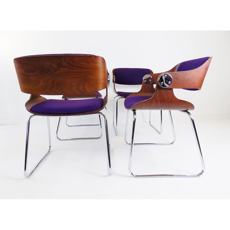 Set of 4 vintage chairs by Eugen Schmidt 1960