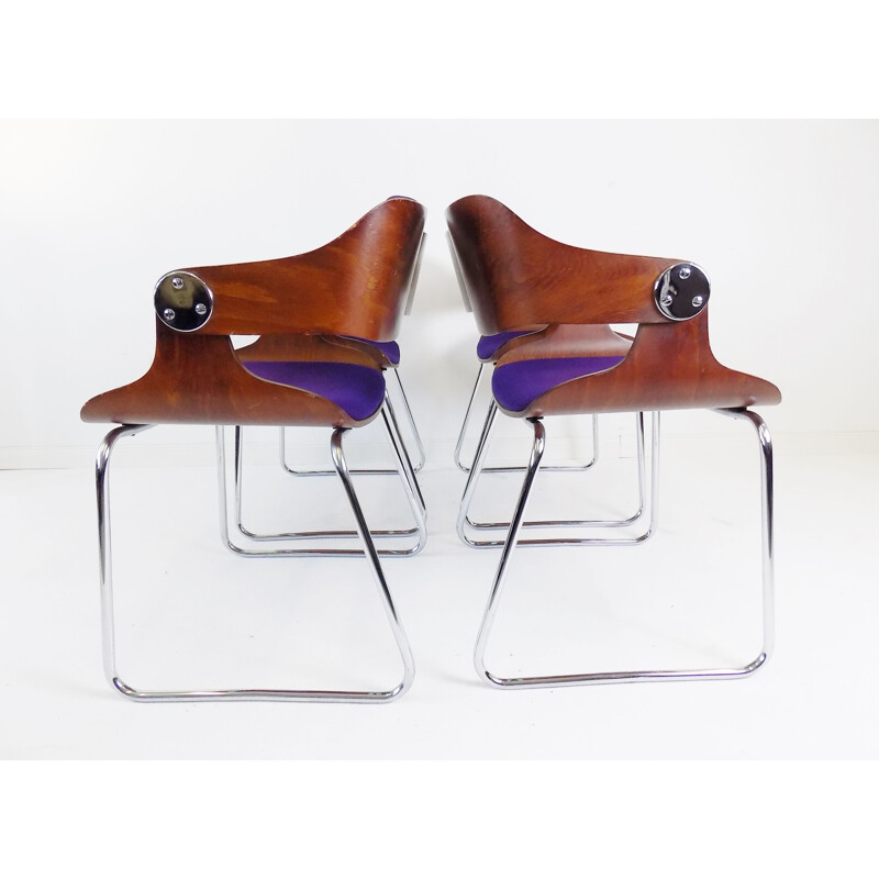 Lot de 4 chaises vintage par Eugen Schmidt 1960