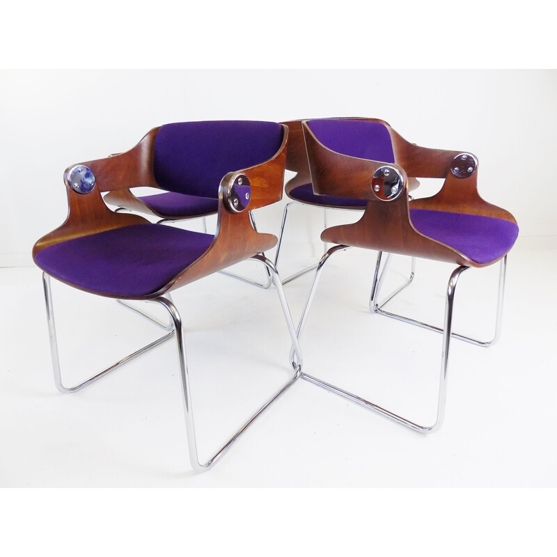 Set of 4 vintage chairs by Eugen Schmidt 1960