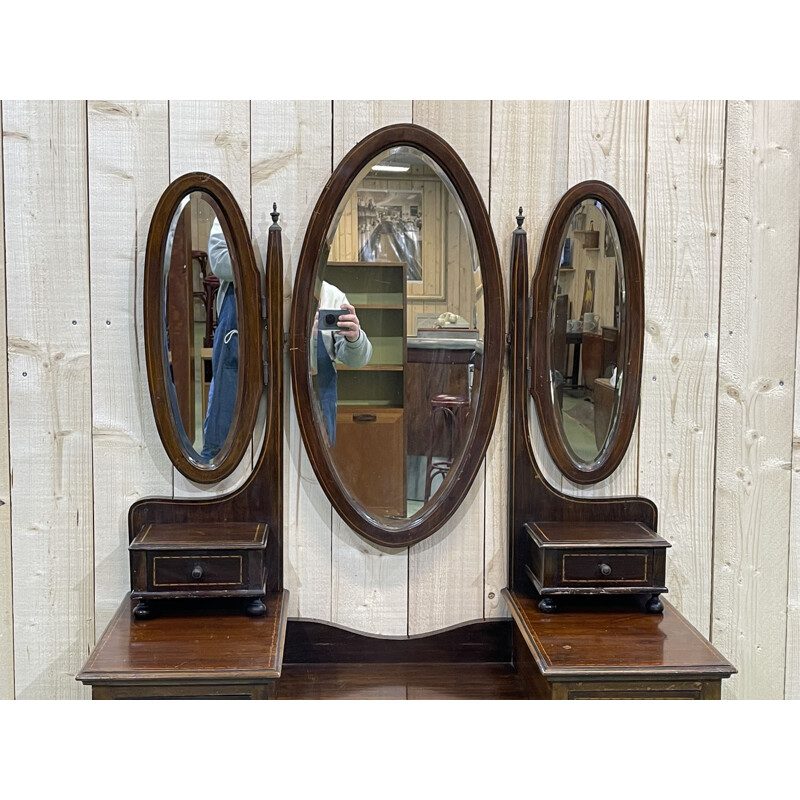 Vintage mahogany dressing table, English 1930s