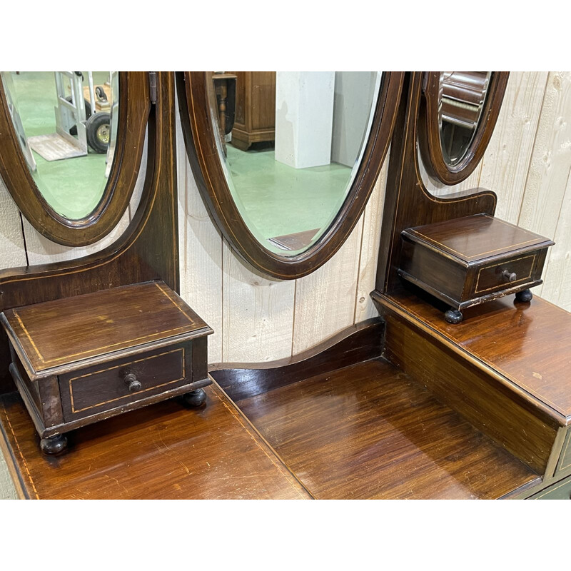 Vintage mahogany dressing table, English 1930s