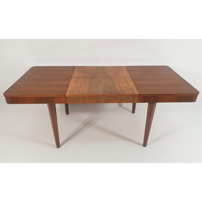 Vintage walnut dining table by Jindřich Halabala for UP Závody, Czechoslovakia 1950