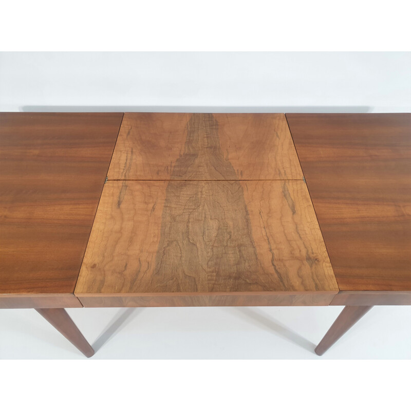 Vintage walnut dining table by Jindřich Halabala for UP Závody, Czechoslovakia 1950