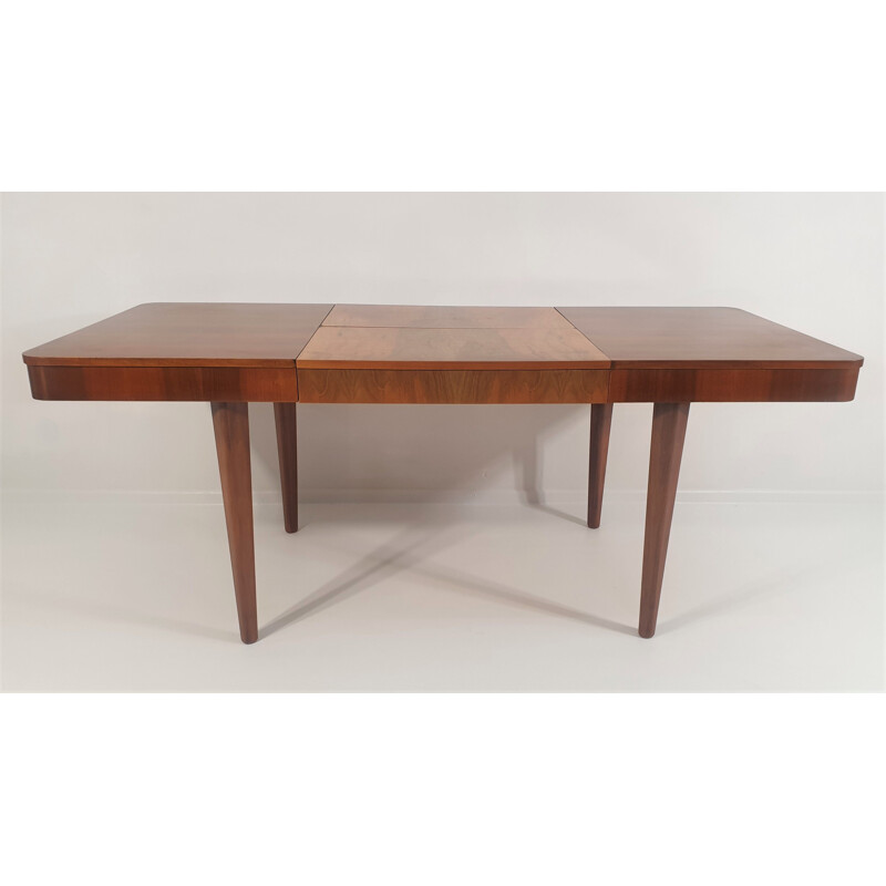 Vintage walnut dining table by Jindřich Halabala for UP Závody, Czechoslovakia 1950