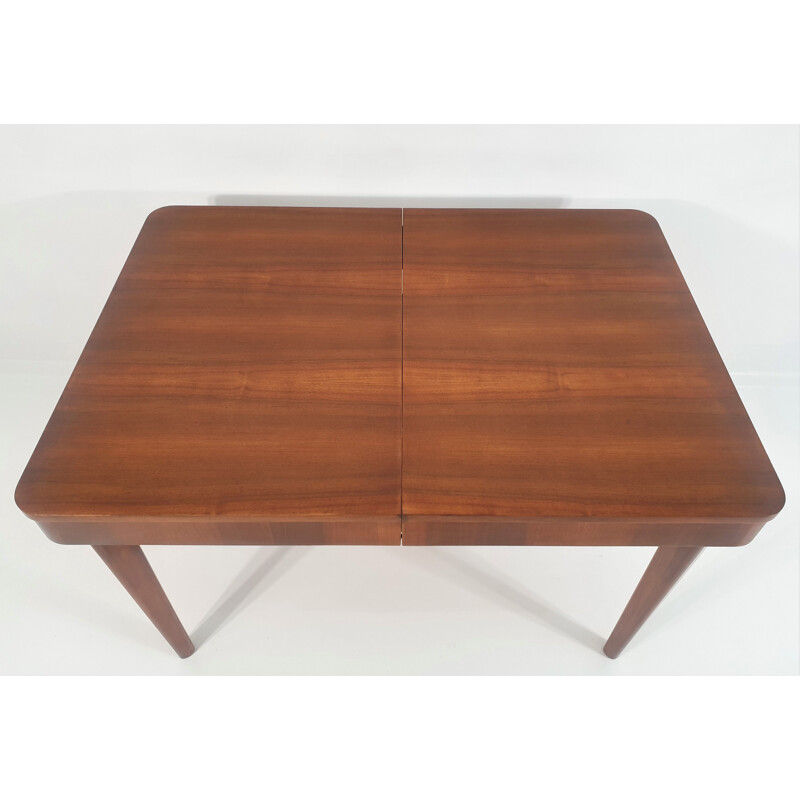 Vintage walnut dining table by Jindřich Halabala for UP Závody, Czechoslovakia 1950