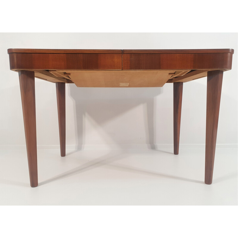 Vintage walnut dining table by Jindřich Halabala for UP Závody, Czechoslovakia 1950