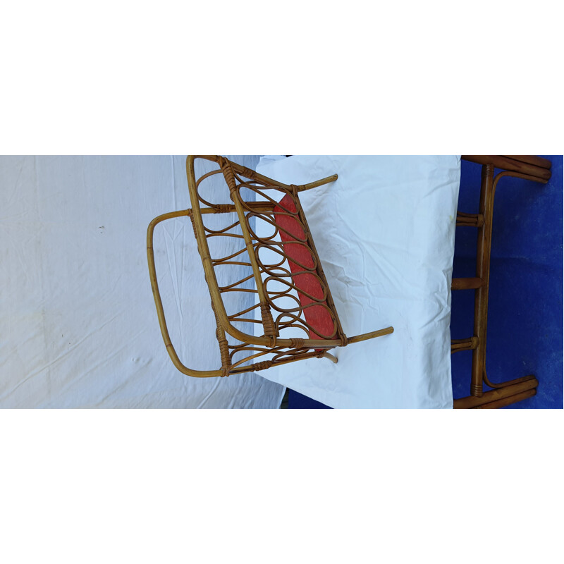 Vintage bamboo and rattan magazine rack