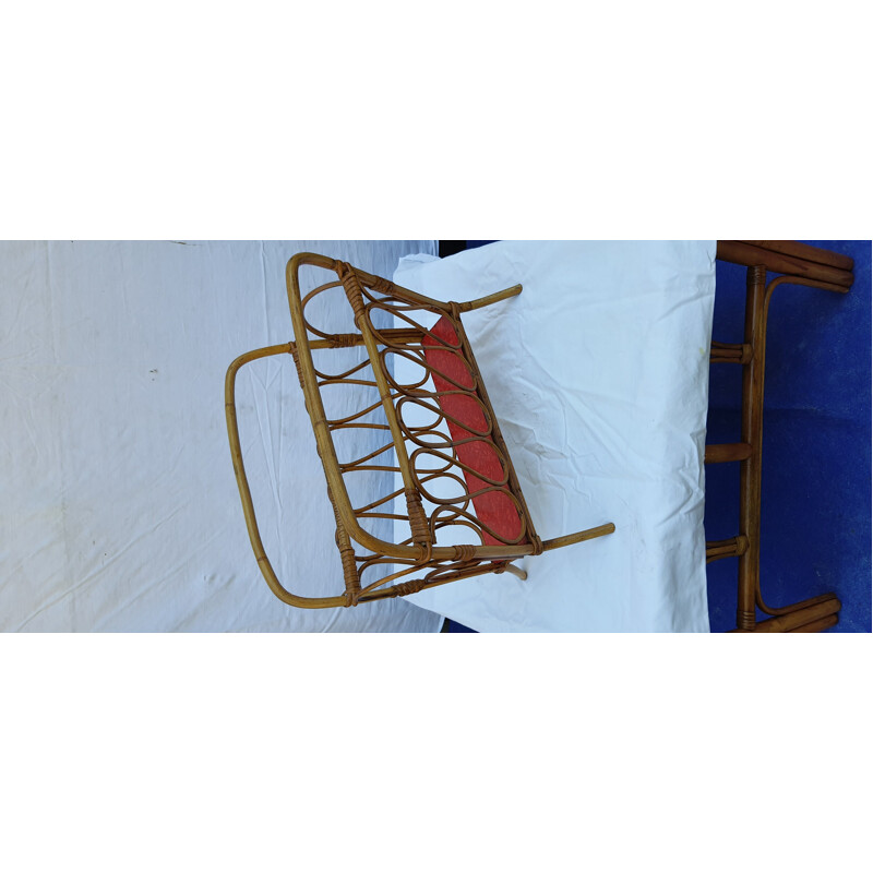 Vintage bamboo and rattan magazine rack