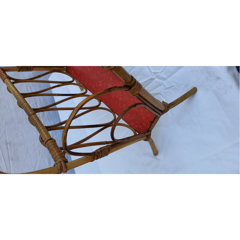 Vintage bamboo and rattan magazine rack