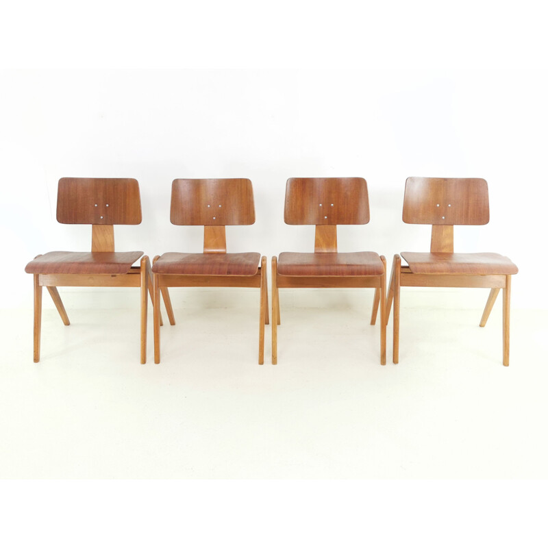 Set of 4 vintage Robin Day Hillestak Dining Chairs for Hille 1950s