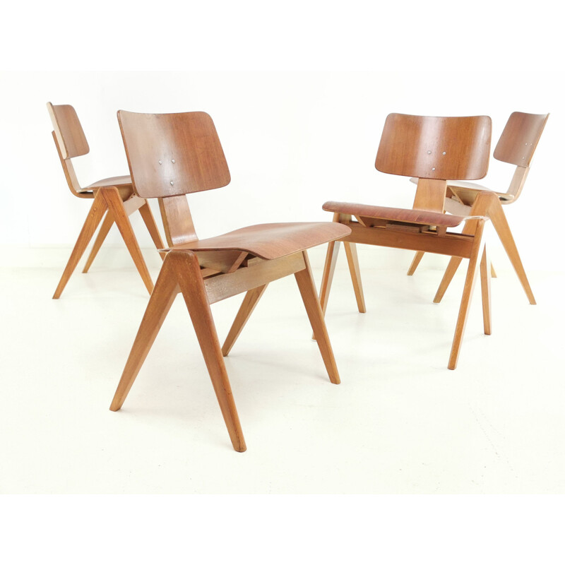 Set of 4 vintage Robin Day Hillestak Dining Chairs for Hille 1950s