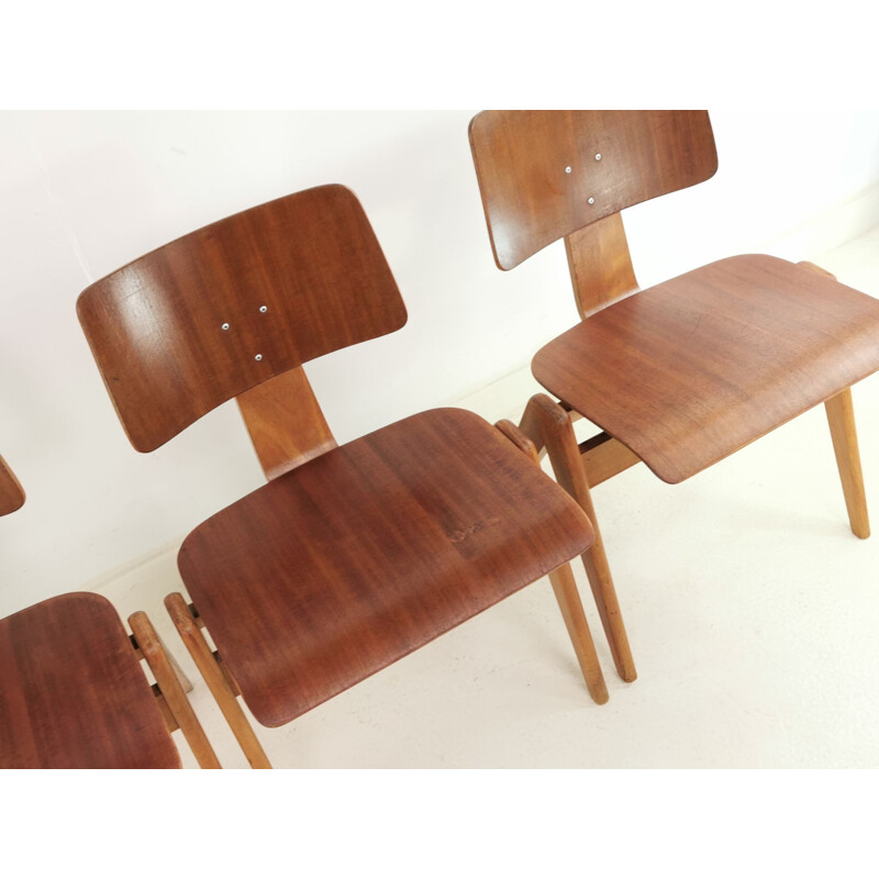 Lot de 4 chaises vintage Robin Day Hillestak pour Hille 1950