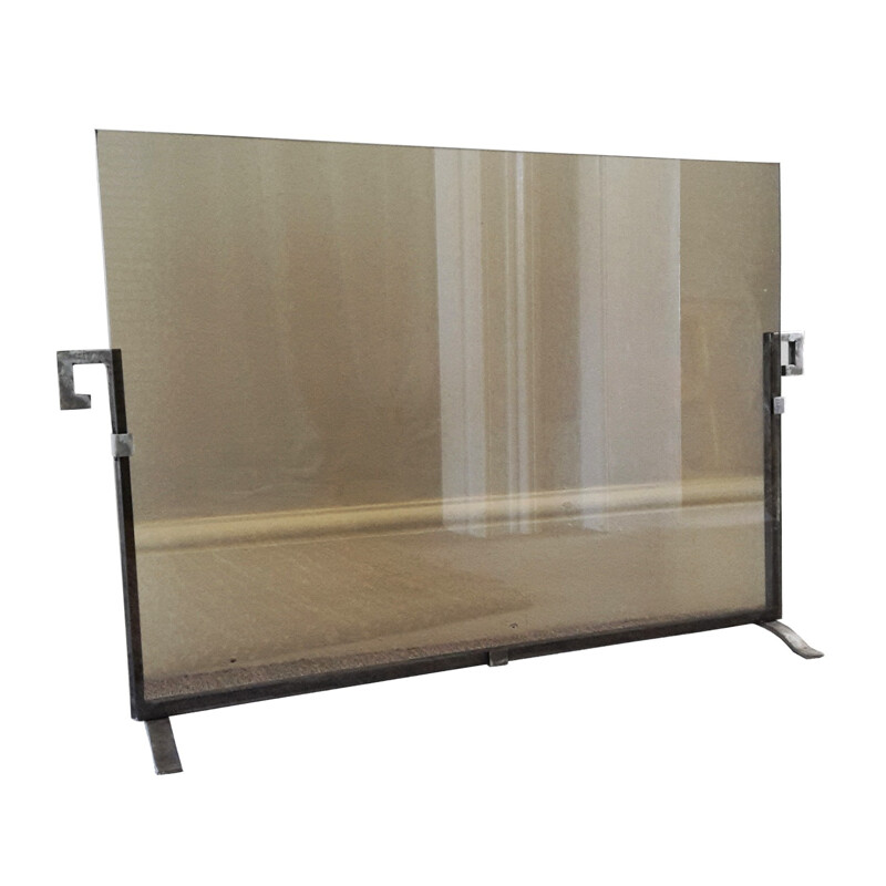 French fire screen with smoked glass - 1970s