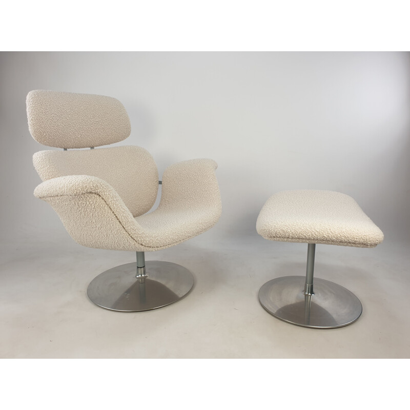 Vintage Big Tulip Chair and Ottoman by Pierre Paulin for Artifort 1980s