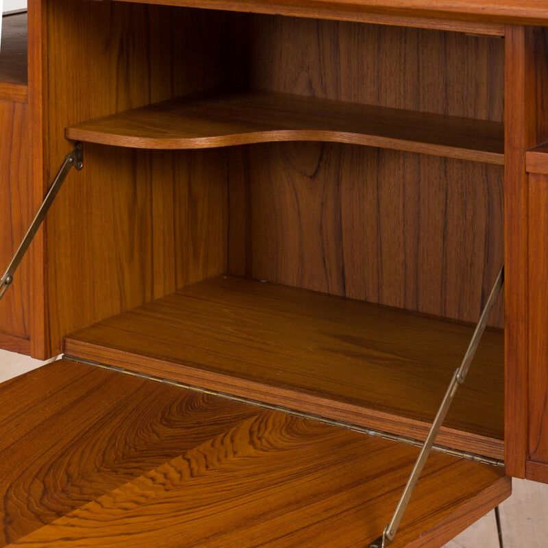 Vintage Gunnar Nielsen for Tibergaard teak desk with bar cabinet, Denmark 1960s