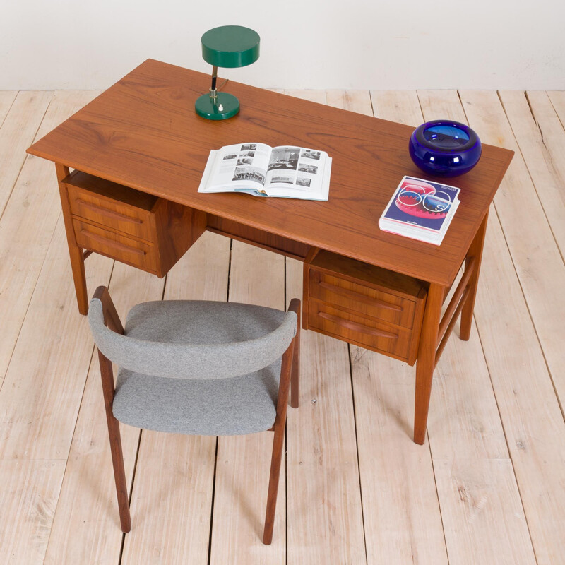 Vintage Gunnar Nielsen for Tibergaard teak desk with bar cabinet, Denmark 1960s