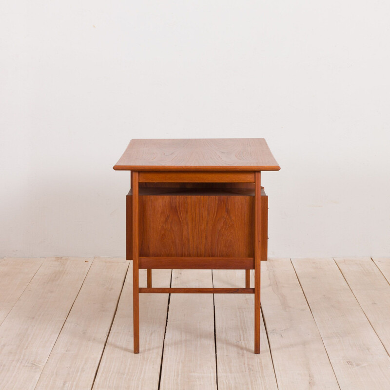 Vintage Gunnar Nielsen for Tibergaard teak desk with bar cabinet, Denmark 1960s