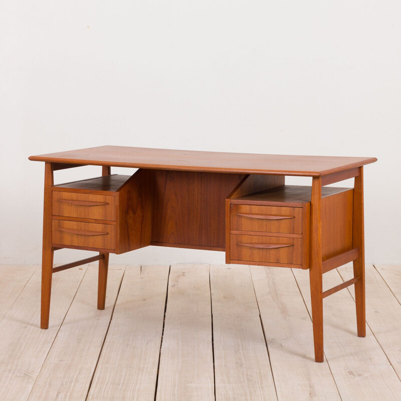 Vintage Gunnar Nielsen for Tibergaard teak desk with bar cabinet, Denmark 1960s