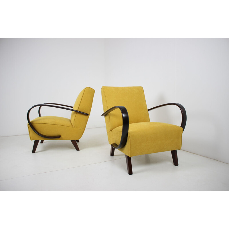 Paire de fauteuils vintage par Jindrich Halabala, Tchécoslovaquie 1950