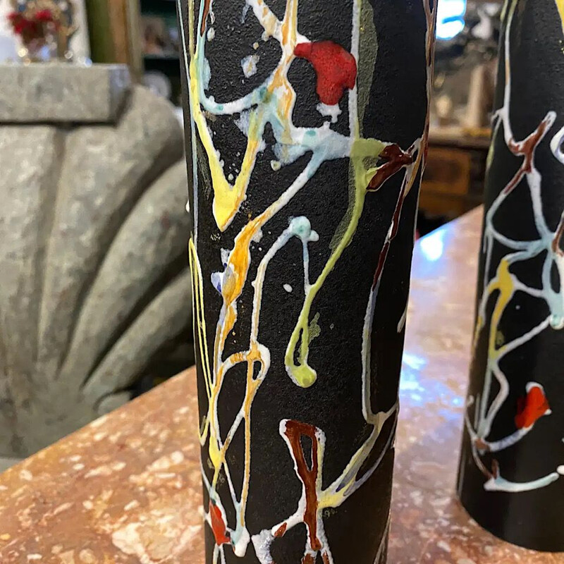 Pair of vintage ceramic vases by Ce.As Albisola, Italy 1970