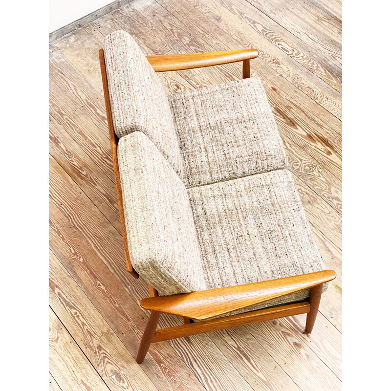 Vintage teak two-seater sofa by Arne Vodder for France and Son, Denmark 1950s