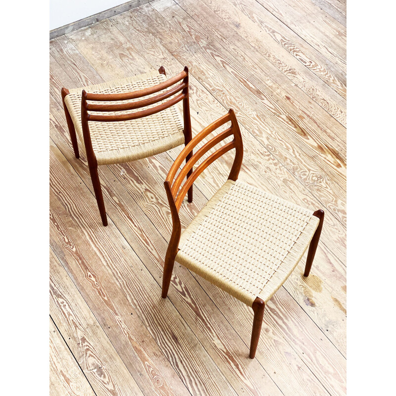 Pair of vintage teak dining chairs Model 78 by Niels O. Moller for J.L. Moller, Denmark 1950s